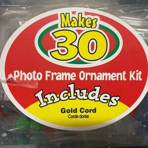 CreativeHands Photo Frame Ornament Kit Makes 30 ornaments, includes gold cord.